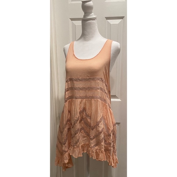 Intimately Free People Voile Lace Trapeze Sleeveless Dress Pink Maroon - Picture 6 of 7